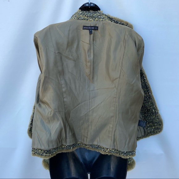 LAFAYETTE 148 New York Green Boucle & Rabbit Fur Jacket Size 12 - Picture 16 of 16